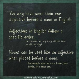 how many adjectives before a noun in english, nouns as adjectives