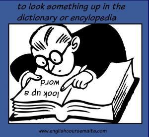 look up a word, phrasal verb find,