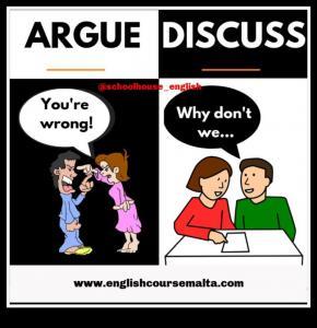 argue, discuss, false friends